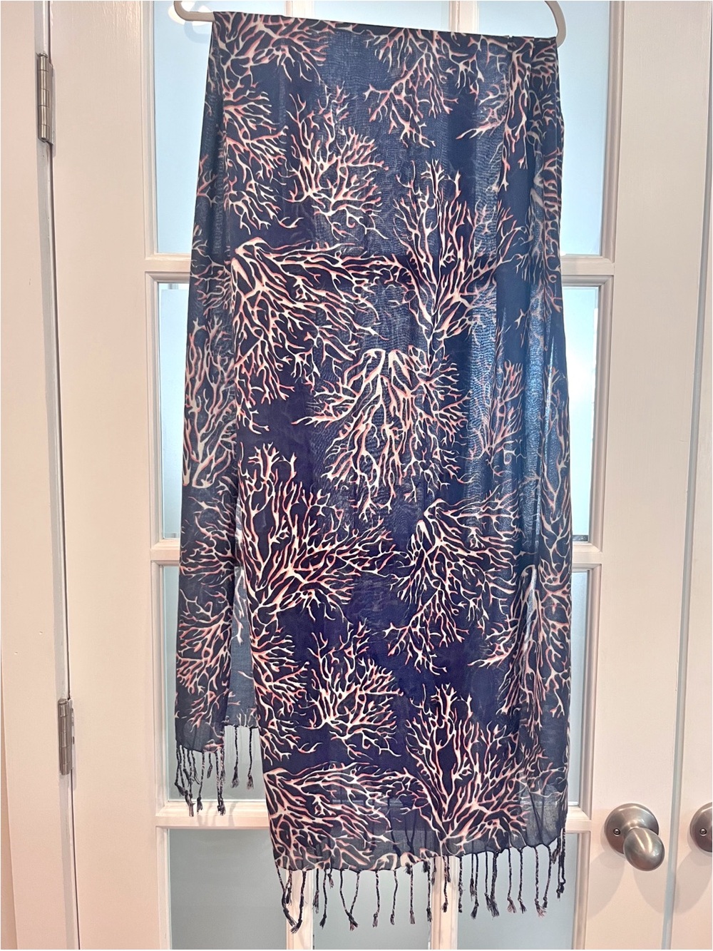 Navy & Blush Coral Print Beach Wrap